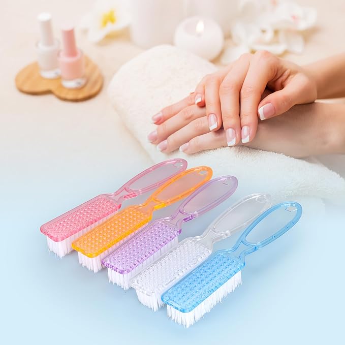 50 Pcs Handle Grip Nail Scrubber Brushes, Hand Fingernail Cleaning Manicure Brush, Multicolor Nail Scrub Brushes for Toes and Fingernail Cleaning (5 Colors)