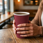 Restaurantware Ripple Wall Coffee Cups 500 Count 16 Ounce Insulated Crimson - Image 5
