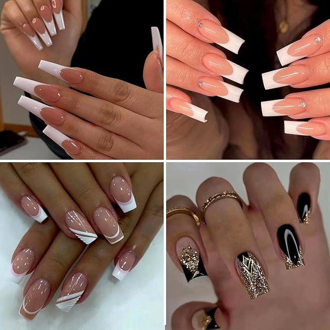 24 Sheets 712 Pieces French Manicure Nail Art Stickers, 32 Designs Self-Adhesive Nail Tips Guides for DIY Decoration Stencil Tools French tip Guides kit (24 Sheets 32 Designs) US291 (24)