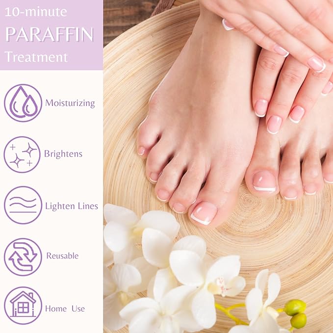 10-Minute Paraffin Hand & Foot Treatments, Self Contained Paraffin Wax Gloves and Booties Set for Intensive Hydration at Home (Lavender)