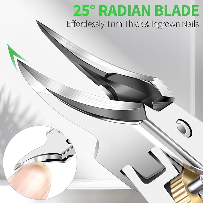 Ingrown Nail Clipper - 2025 Eagle Beak Beveled Wide Jaw Opening Toenails Clipper, Slant Curved Blade Podiatrist Toe Nail Clippers for Women and Men, Black