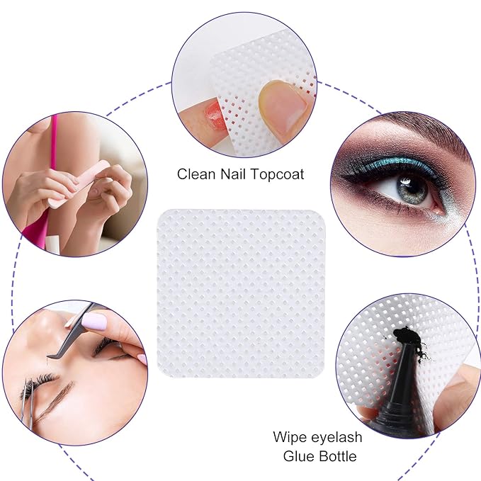 400 Pieces Eyelash Extension Glue Adhesive Wipes Cleaner Wiping Cloth Non-woven Fabric Wipes Removal Tool for Eyelash Extension Glue and Nail Polish Bottle