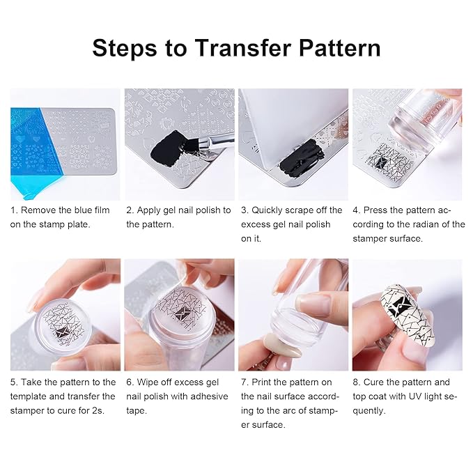 14PCS Nail Art Stamper Clear Silicone Nails Stamping Jelly with Scraper Transparent Visible Body DIY Manicure Nail Art Tool P
