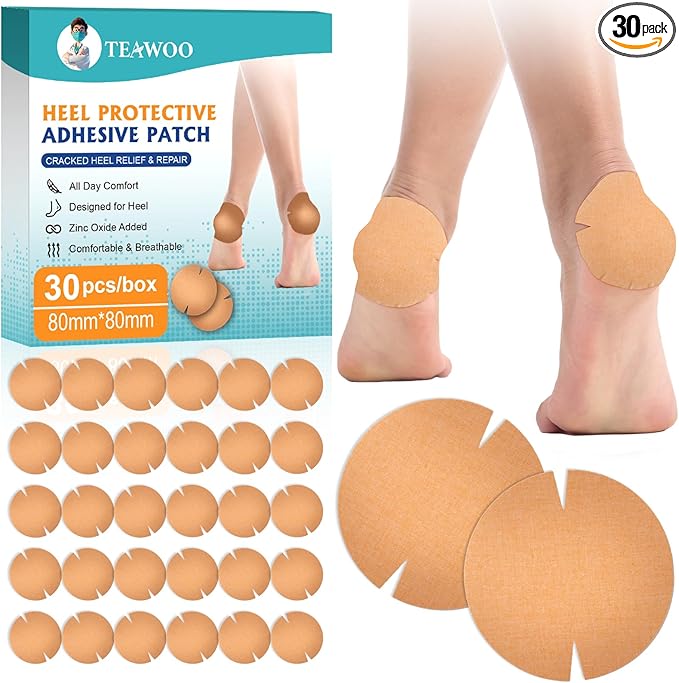 30PCS Patented Cracked Heel Treatment Patches, Cracked Heel Repair Bandage (80mm x 80mm)