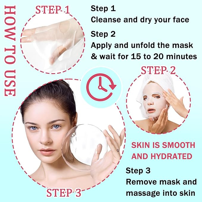 3PCS Face Sheet Mask Skin Care,Hydrating Face Sheets Masks Bulk Gift Set,Moisturizing Long-lasting Sheet Face Masks Skincare for Women,Facial Sheet Mask for All Skin Types