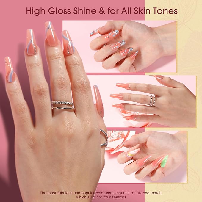 ROSALIND Nude Pink Poly Nail Gel, 2 oz Poly Extension Rose Pink Gel Poly Neutral Builder Nail Gel Quick Building, Gel Acrylic Poly in Tubes for Nail Extension Thickening Nail Trendy Beauty
