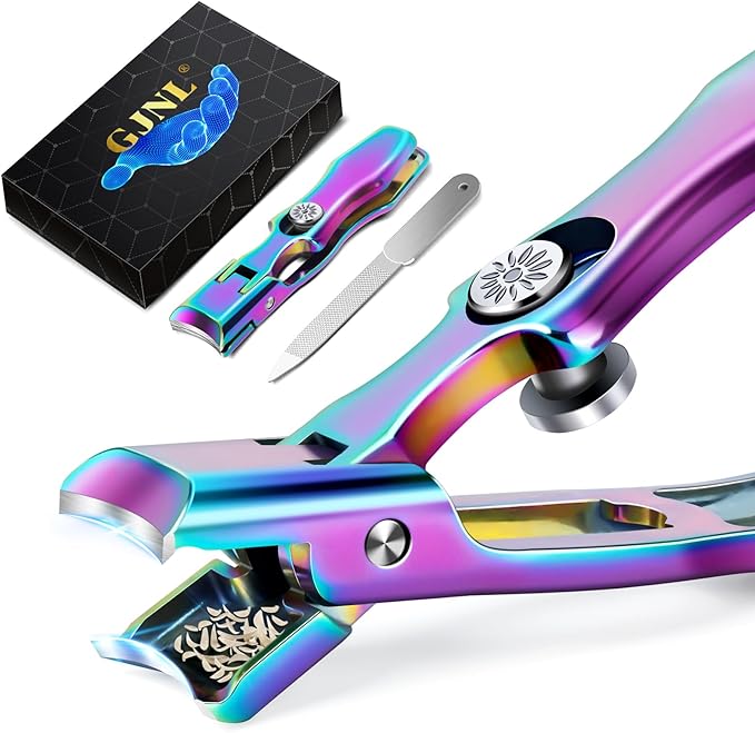 Stocking Stuffers for Men, Upgrade Colorful Wide Jaw Nail Clippers with Catcher - New Toenail Clippers for Men Seniors Thick Nail, Anti-Splash Ultra Sharp Christmas Xmas Presents Gifts for Adults