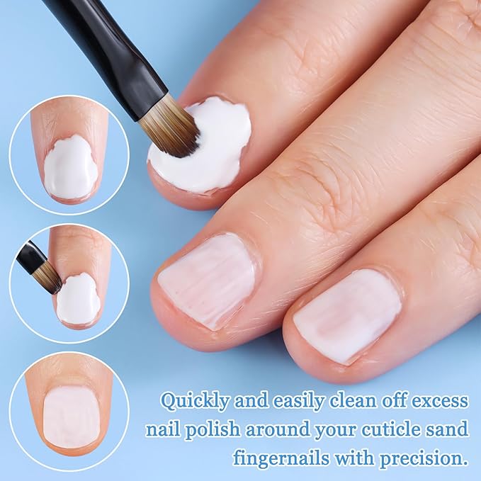 3PCS Nail Clean Up Brushes for OPI Nail Polish Remover, Brushes for Cleaning Polish Mistakes on the Cuticles, Acetone Resistant Nail Brushes for Nail Art and Designs（BB Pink ）