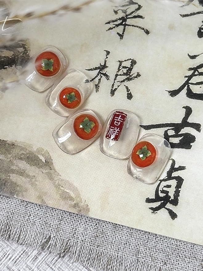 Golden Persimmon Fish Nail Stickers 5D Embossed – Premium Salon-Quality Nail Charm Accessories, Easy Application & Self-Adhesive Chinese Sticker for DIY Manicure, Nail Art, Press on, Home or Salon Use