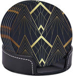 Abstract Art Deco Leather Drinks Coasters - Image 3