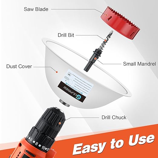 1 Pack Drill Dust Bowl & Hole Saw Dust Bowl for Drilling, Installing Recessed Lights and Works with All Hole Saws, Silicone Transparent Drill Sawdust Collector, Adds Bearings for Durability