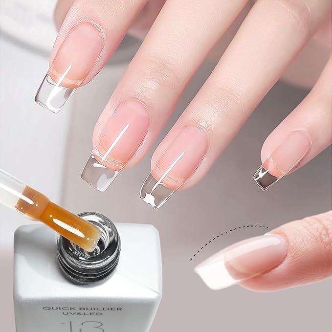 CANNI 6 Pcs 9 Ml Clear Builder Nail Gel Polish Set- Milky White Neutral Nude Pink Colors Builder for Nails Strengthener Gel Thickening Extension for Beginners DIY Home Salon Manicure
