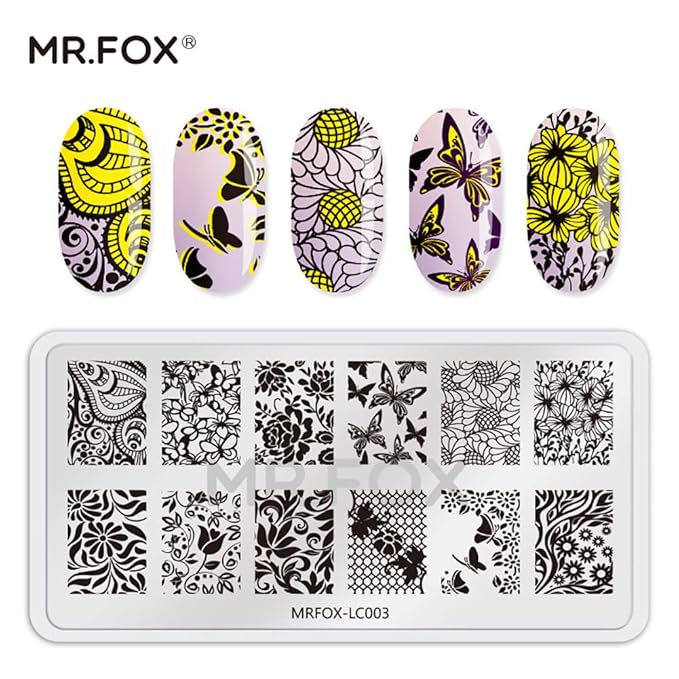 MR.FOX Nail Stamping Plate Set, 5Pcs Nail Art Stamp Kit Templates for Women with Plenty of Images