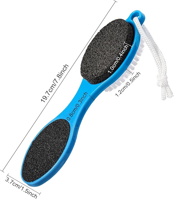 Pumice Stone Brush for Feet 4 in 1, Foot File Callus Remover, Foot Rasp and Sand Paper Pedicure Tools with Handle, Shower Foot Scrubber, Soft Smooth Feet for Home Foot Care,4 Pack