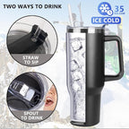 SYACOT 40 oz Tumbler with Handle and Straw Stainless Steel Insulated Tumbler - Image 3