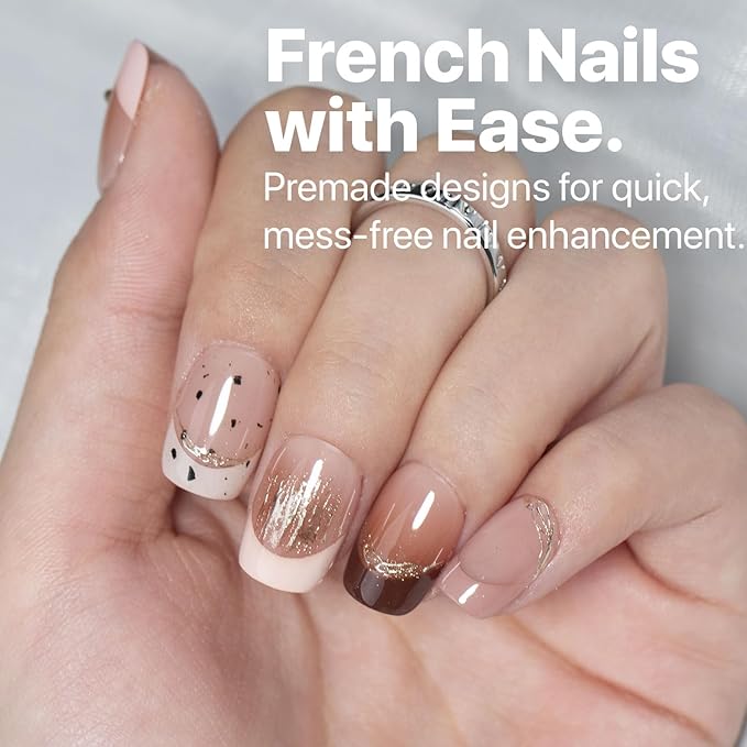 SXC Cosmetics French Tip Press On Nails - Skin Tone Nude and Color Series, XS Square X-Pro Tips Starter Kit ST113KIT