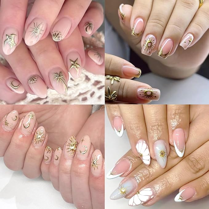 2Pcs Summer Nail Stickers for Nails Art 5D Gold Ocean Nail Decals Self Adhesive Tropical Starfish Sea Turtle Coconut Tree Nail Design Sticker Summer Beach Nails Art Stickers Accessories for Women DIY