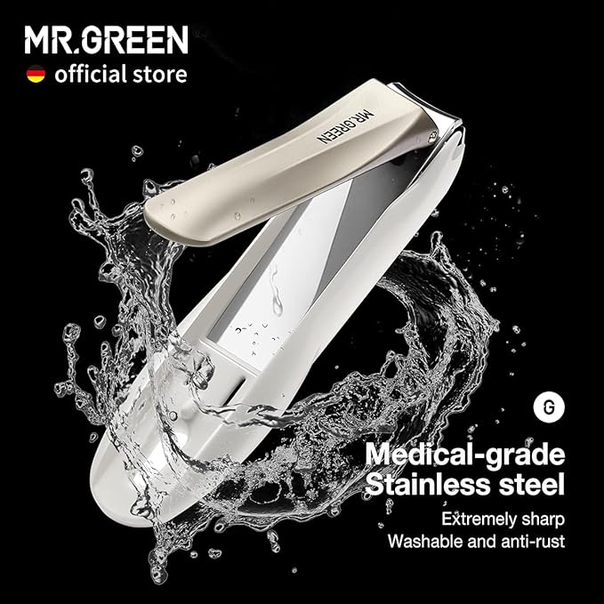 MR.GREEN Nail Clippers Anti Splash Fingernail Cutter Stainless Steel Manicure Tools Nail Scissors Detachable Design Nail Trimmer (Medium)