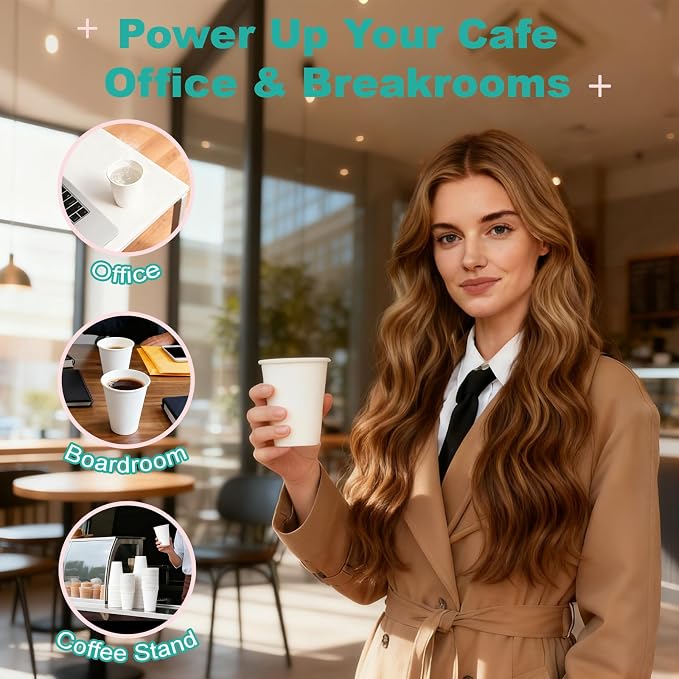 16 oz 160 Pack Disposable Coffee Cups, Bulk White Disposable Paper Cups - Image 7