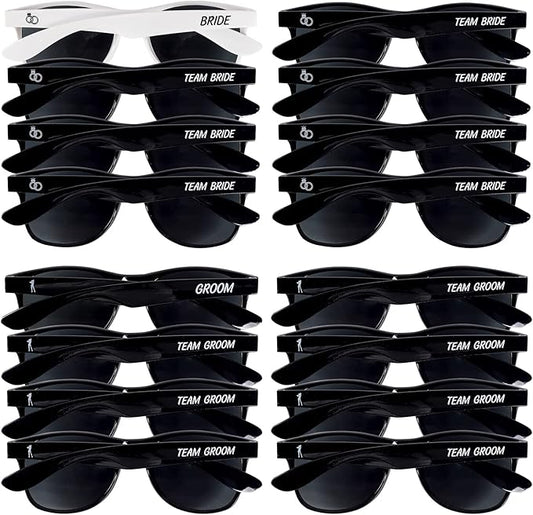 Bachelor & Bachelorette Sunglasses - Pack of 16 Team Bride/Team Groom and Bride/Groom Sunglasses - Bridal Party Gifts Bachelorette Party Supplies | Wedding Sun Glasses Bridesmaid Favors Groomsmen