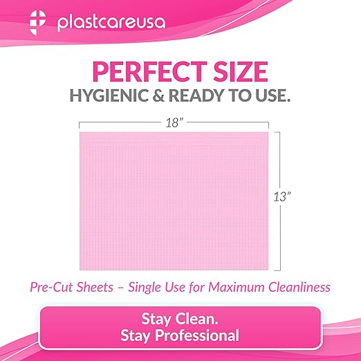 Disposable Nail Mats 50 Pcs - Salon Paper Towel and Table Cover for Nail Tech - 3 Ply Waterproof Manicure Prep Pads - Acrylic Art Supplies and Accessories (Pink)