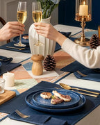 Dinnerware Set for 4, Ceramic Plates & Bowls, Abyssal Blue | 12-Piece Ceramic - Image 4