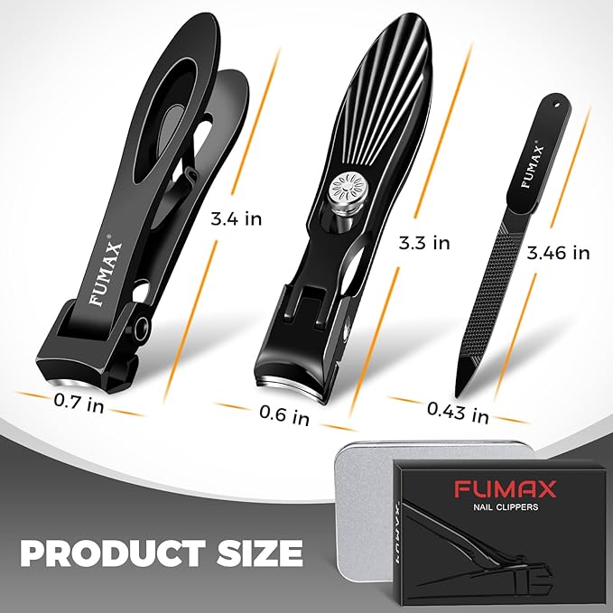 Nail Clippers for Men Thick Nails with Catcher, Large Toe Nail Clippers for Thick Toenails for Seniors with Wide Jaw Opening, Sharp Fingernail Clipper Cutter Set with Long Handle Gifts for Men Women