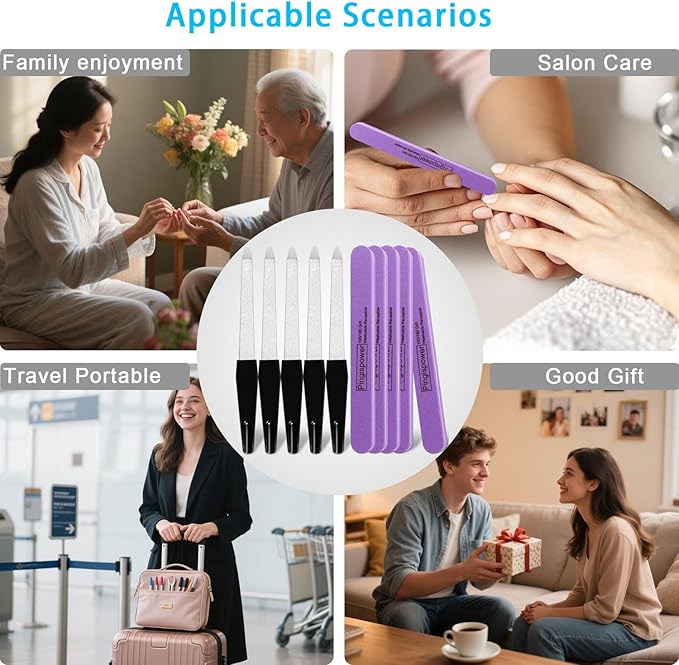 Nail Buffer Block, 10PCS Professional Nail Files and Buffers for Natural Nails, 100/180 Grit Double Sided Washable & Reusable Manicure Tools Kit for Women, Home, Salon & Travel