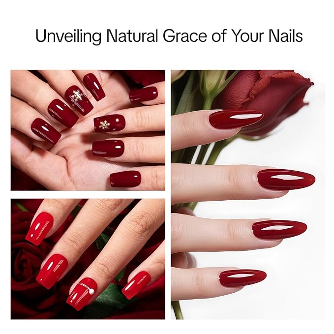 2-Step Gel Nail Polish Pens with No-Wipe Top Coat, 6 Colors Red Nail Polish Set, Quick Dry Long Lasting Gel Polish, Beginner Friendly Nail Art Pen, UV/LED Lamp Required, Portable for Travel