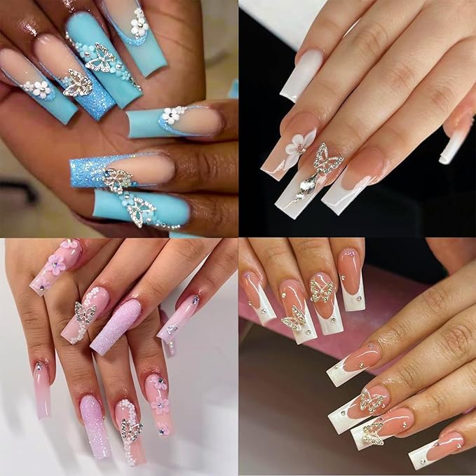 Nail Charms Rhinestones Colorful Nail Art Gems with Glue Gel Flatback Pearls Supplies Luxurious Crystal AB Rhinestones Nails Accessories Jewelry Pearls for Women Nails DIY Design