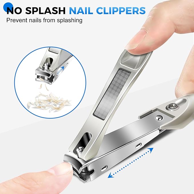 Long Handled Ingrown Toenail Clippers for Seniors Thick Toenails, 2025 Angled Head Large Toe Nail Clippers for Thick Nails, Heavy Duty Large Nail Clippers for Men Women with Mess Free Catcher