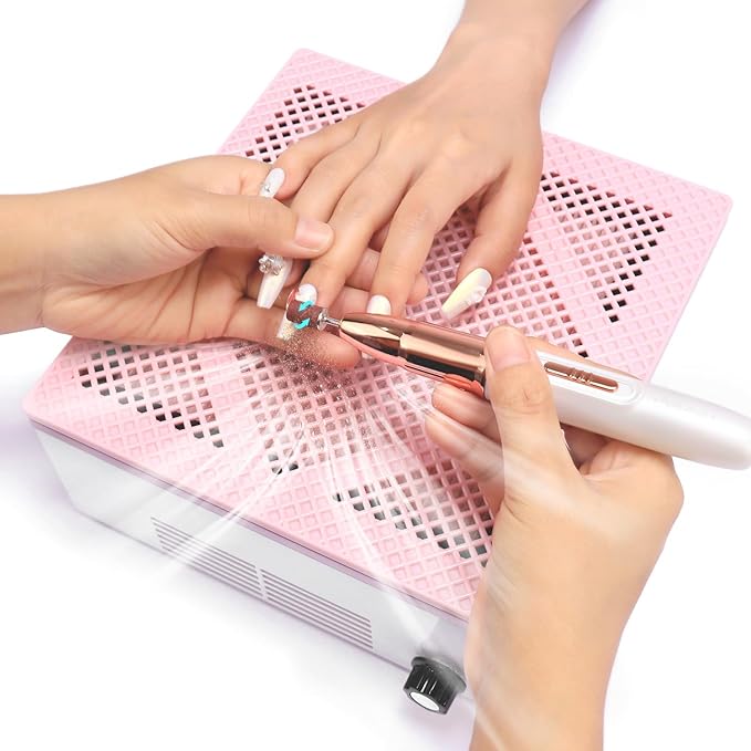 Nail Dust Collector LEDSUUEI: 80W Vacuum Fan Vent Dust Collector Nail Tech with Reusable Filter Adjustable Nail Vacuum Dust Collector Electric Dust Suction Machine, Acrylic Gel Nail Polishing Removal