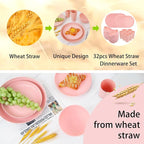 32Pcs Pink Plates and Bowls Sets - Image 4