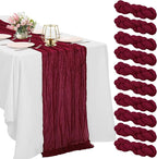 10 Pack Burgundy Cheesecloth Table Runner 10FT Boho Gauze Fabric Table Runner by HAISIWLKJ