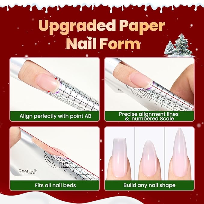 Beetles Hard Gel Kit-Christmas Limited 3 Colors 9 in 1 Nail Extension Sculpting Building Apex High Hardness for Salon Professionals Tech Use,Nude Pink Clear Builder Nail Gel,UV & LED Lamp Cured Needed