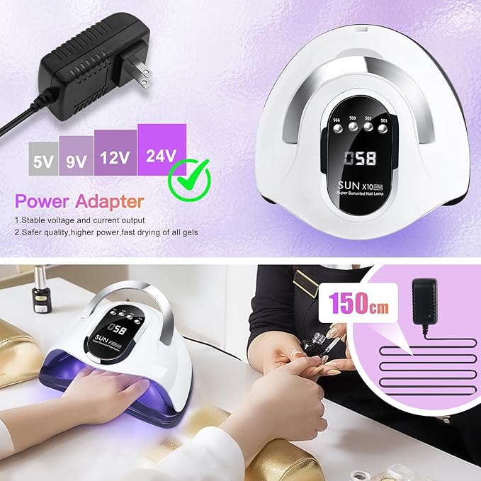 Wisdompark UV LED Nail Lamp 280W, UV Light for Gel Nails with 66Pcs Lamp Beads and Automatic Sensor/4 Timer Settings Professional Nail Dryer for Gel Polish Manicure Art Tools for Home Salon
