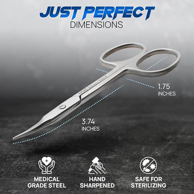 Nail Scissors for Women & Men – Stainless Steel, Curved Blade, Sharp Scissors for Toenails, Manicure, Pedicure, Cuticle For Home & Professional Use (Cuticle Scissors)