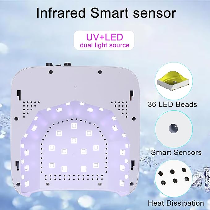 72W Cordless Led Nail Lamp, Rechargeable Nail Dryer, Portable Gel UV Led Nail Light with 4 Timer Setting Sensor, Professional Wireless Gel Nail Lights Nail Art Manicure Tools for Home and Salon