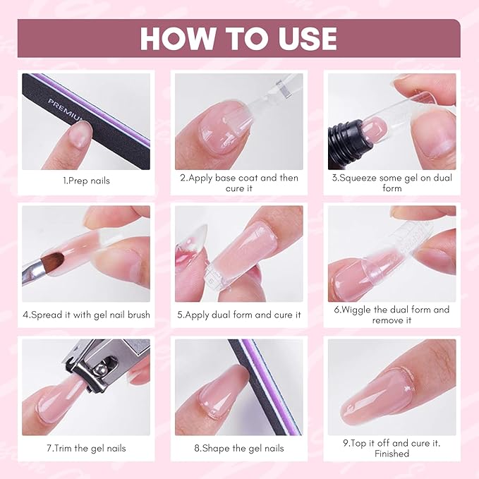 Makartt Poly Nail Gel 50ML Builder, Daisy Pink, Long-Lasting Easy-Use Gel for DIY Salon Quality