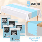 Light Blue Scallop Table Runner, Disposable Plastic, 5 Pack - Image 2