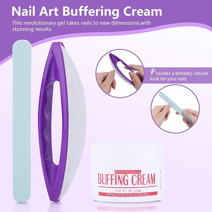 Nail Buffers Blocks For Nails, Manicure Polishing Kit, Nail Art Buffing Cream+Nail Brush Buffer+Polishing Strip Nail Care Tools Set Nail Buffer Block for Professional Manicure Pedicure Salon