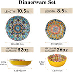 Plates and Bowls Set, Service for 4, 16 Pieces Ceramic Dinnerware Set, - Image 2