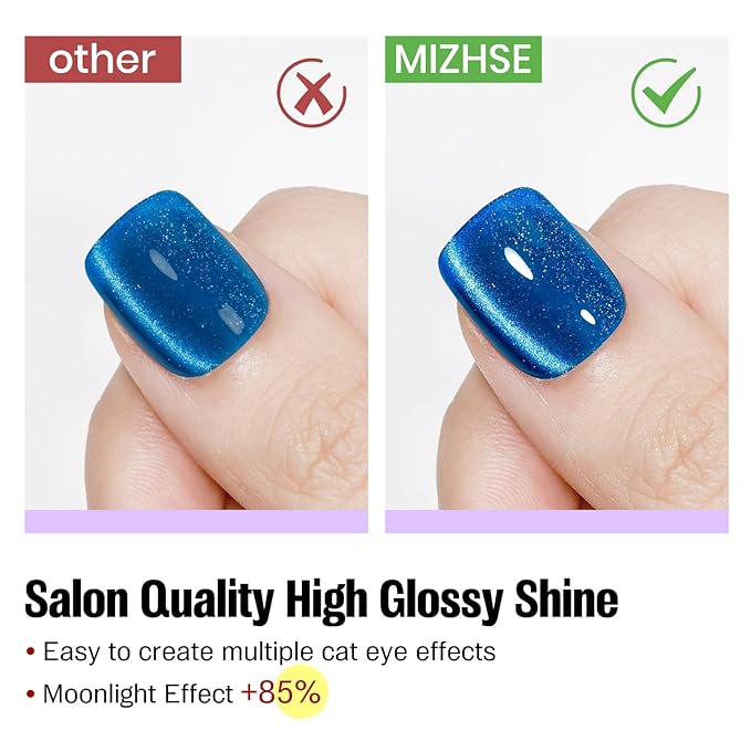 MIZHSE Cat Eye Gel Nail Polish, Neon Magnetic Gel Polish with Magnet Stick, Summer Colors Hot Pink Green Soak Off Nail Art Manicure Salon Home DIY Gift for women
