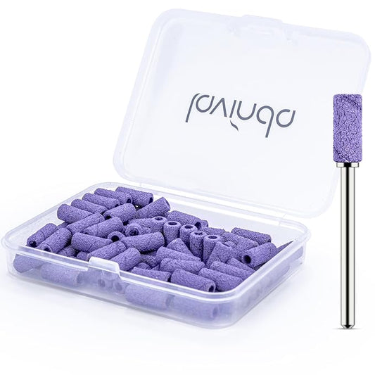 Lavinda Sanding Bands for Nail Drill with 3.1mm Mandrel Bit, 80 Piece Set Mini Small Sanding Bands Nail Drill Bits for Acrylic Nails Gel Manicures and Pedicures (120 Grit, Purple)