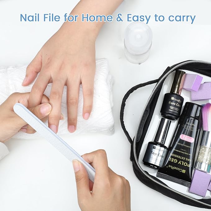 Nail Files, 10 PCS Fingernail Files 7" Long 80/100 Grit Emery Boards for Nails - Professional Nail File Washable for Acrylic, Gel, Dip Powder, and Poly Gel Nails