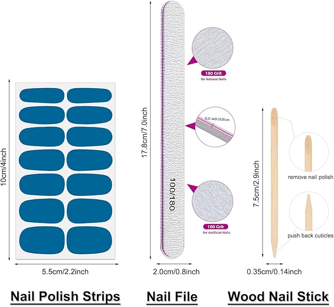 DANNEASY 16 Sheets Nail Wraps for Women Nail Polish Strips Solid Color Self Adhesive Nail Polish Stickers Fingernails Manicure Stickers for Nail Art with 1pc Nail File, Cuticle Stick (Dark Series)