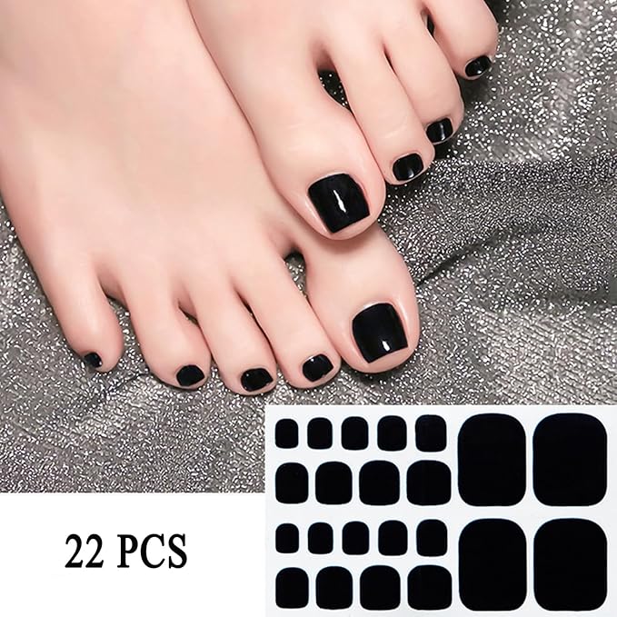 6 Pieces of Summer toenail Stickers French Diamond toenails Gradient self-Adhesive Full Stickers Ladies Flash Black and red toenails Design with Nail File