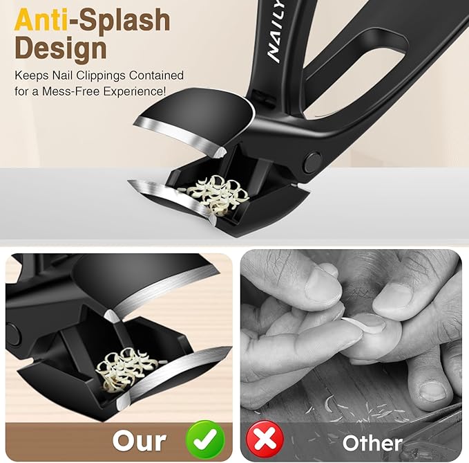 Toenail Clippers for Thick Toenails 6Pcs, Long Handle Nail Clippers for Seniors Angled Head with Catcher, 45° Slanted Toe Nail Clippers Curved Blade, Ergonomic Wide Jaw Opening Heavy Duty