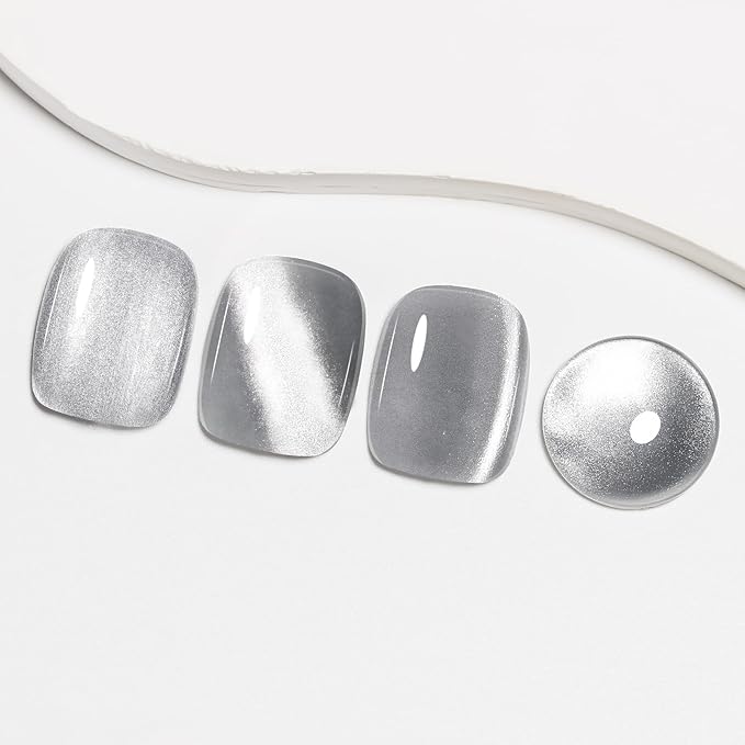 MIZHSE Quick Dry Cat Eye Nail Polish, Sliver Magnetic Nail Polish with Magnet, Air Drying Fast Nail Lacquer 15ml Cateye Effect for Women Girl Non-Gel Nail Art Manicure DIY Home