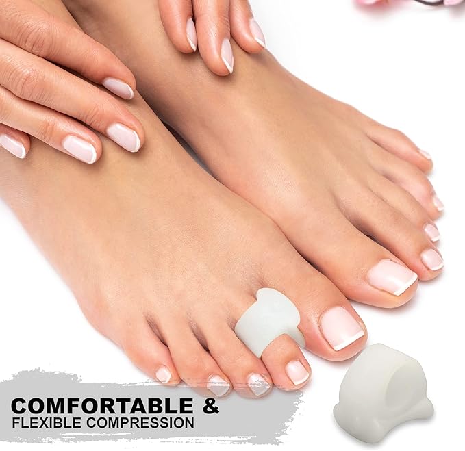 Mars Wellness Gel Toe Separator and Toe Spacers - Bunion, Hammer Toe, Overlapping Toes, Toe Spreader and Toe Corrector for Men and Women - 4 Pack - White Large